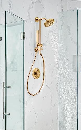 Moen S176BG Collection 7-Inch Single Function Shower Head with Immersion Rainshower Technology, Brushed Gold