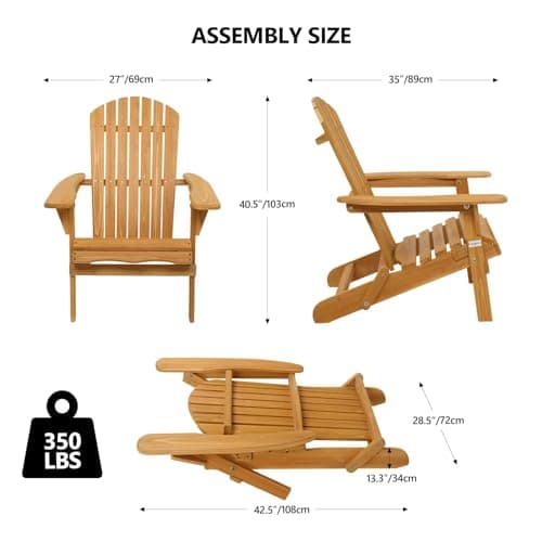VINGLI Folding Adirondack Chairs Set of 4 Clearance Weather Resistant/Lawn Cheap Fire Pit Highwood Lounge Chairs-Patio Furniture Sets for Campfire, Bonfire