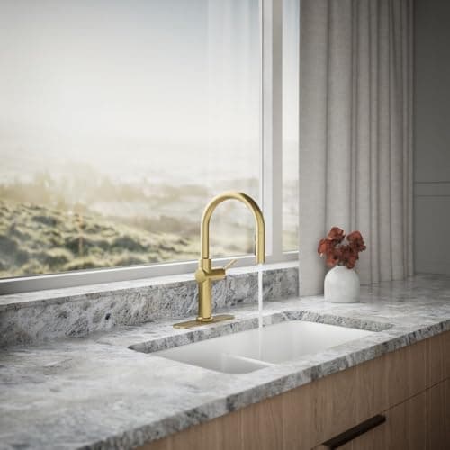 KOHLER 22972-2MB Crue Pull Down Kitchen Faucet, Pull-Down Sprayer, Vibrant Brushed Moderne Brass
