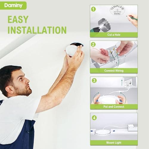DAMINY 24 Pack 6 Inch LED Recessed Lighting with Junction Box,5CCT,Ultra-Thin Recessed Light,11W 1100lm, Dimmable Canless Wafer Ceiling Light, High Brightness - ETL