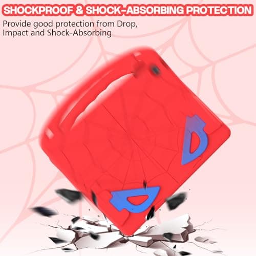 Kids Case for iPad 9th/8th/7th Generation (iPad 10.2 inch 2021/2020/2019), Shockproof Case with Screen Protector (Red)