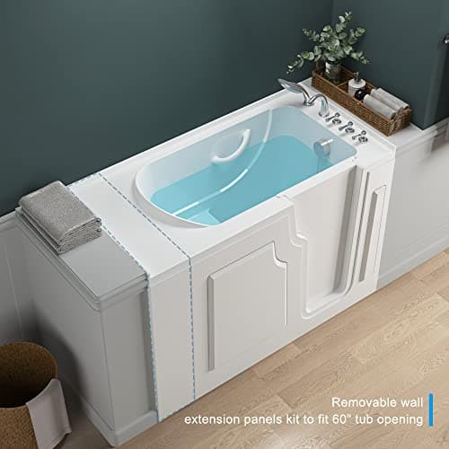 FerdY Floridian 52" Walk-in Bathtub with Right-Side Door Opening and Quick Fill and Drain System, Rectangular Soaking Bathtub in White