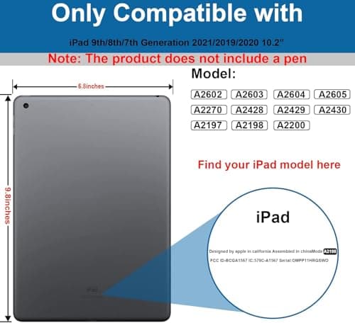 Case for iPad 9th/8th/7th Generation 10.2 inch, Heavy Duty Shockproof Cover with 360° Rotating Handle/Bracket/Pen Holder/Shoulder Strap, Kid Case for iPad 2021/2020/2019, Navy+Green