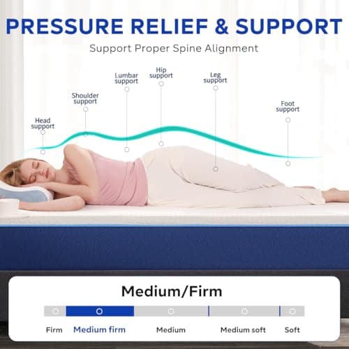 6 Inch Twin Gel Cooling Memory Foam Mattress, Pressure Relief, Medium Firm Support，Mattress in a Box, CertiPUR-US Certified