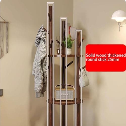 Rotary Coat Rack - Solid Wood Freestanding Coat Rack with Shelf and 9 Hooks - Ideal for Entryway, Bedroom, Living Room - Stylish and Functional Storage Solution