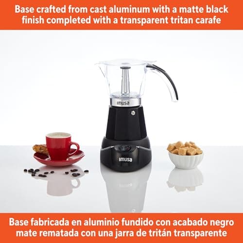 Imusa 6 or 3cup Electric Espresso Maker, Black