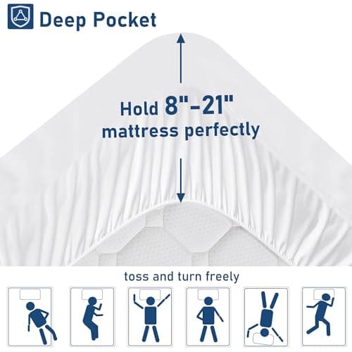 Full Mattress Topper Extra Thick Pillowtop Cooling Mattress Topper Plush Mattress Pad Cover Protector with 8-21 Inch Deep Pocket 3D Snow Down Alternative Fill White