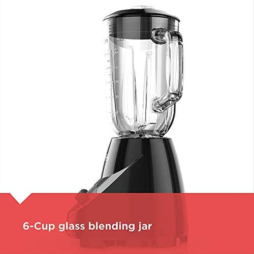 BLACK+DECKER 10-Speed Countertop Blender, Pulse Button, 6-Cup Glass Jar, Dishwasher-Safe, Stainless Steel Blade, Suction Feet