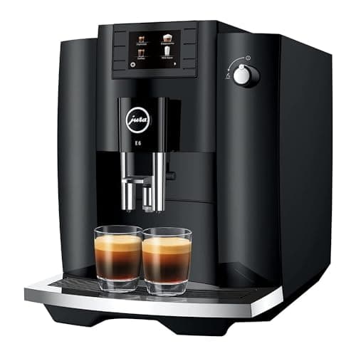 Jura 15622 E6 Automatic, Cost-Efficient Espresso Machine with Easy Cappuccino Function (Piano Black) Bundle with Milk Container, Cleaning Tablets, Filter Cartridge, and Milk System Cleaner (5 Items)
