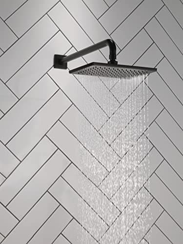 DELTA FAUCET Rain Shower Head, Rainfall Shower Head, Matte Black Shower Head Rainfall