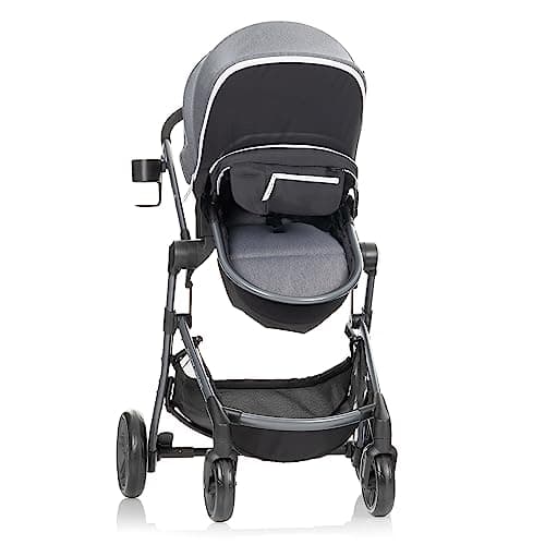 Evenflo Pivot Vizor Modular Reversible Stroller Travel System with LiteMax Infant Car Seat, Available in 6 Modes, Chasse Black