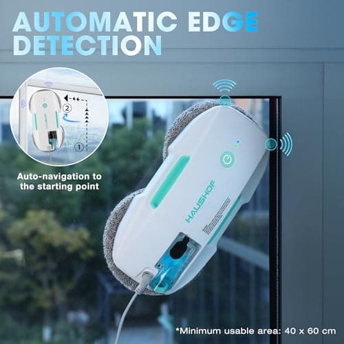 HAUSHOF Robot Window Cleaner with 3800Pa Suction, Auto Water Spray, AI Path Planning & Edge Detection, Remote Control for High-Rise Window, Glass Door
