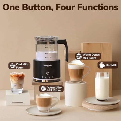 Electric Milk Frother and Steamer, 16.9oz/500ml Milk Steamer and Frother for Latte, Dishwasher Safe, BPA Free, 4 Functions, Enjoy Perfect Milk Froth in 2 Min - Black
