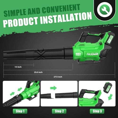 Cordless Leaf Blower – 3-Speed Settings, 580 CFM / 160 MPH Powerful Electric Blower with 2 × 4.0Ah Batteries and Charger, Ideal for Lawn Maintenance, Yard Work, and Garage Cleanup