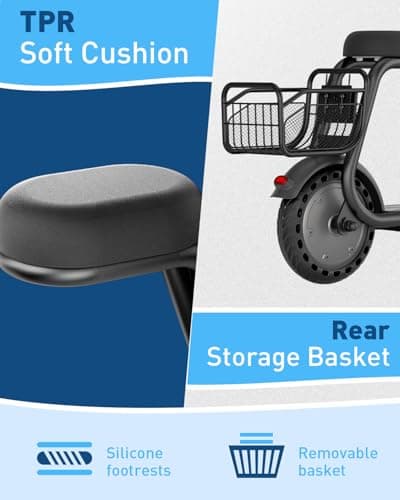 Hiboy Q2 Lite Electric Scooter with Seat for Kids Ages 4-10 - UL Certified, Up to 9.3 MPH with 100W Motor, 3-Speed Adjustable, Rear Basket, LED Neon/Brake Lights, LCD Display