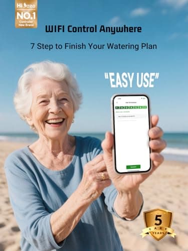 Smart Sprinklers Controller WiFi, Irrigation Controller Easy Use App Enabled, 6 Zone + 16 Plans, Save Water Auto Skin Rain, Freeze & Wind, 10 Minutes Install