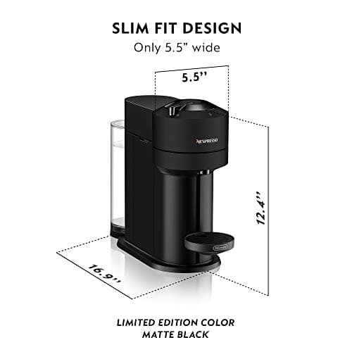 Nespresso Vertuo Next Coffee and Espresso Machine by De'Longhi with Milk Frother, Limited Edition,18 ounces, Matte Black