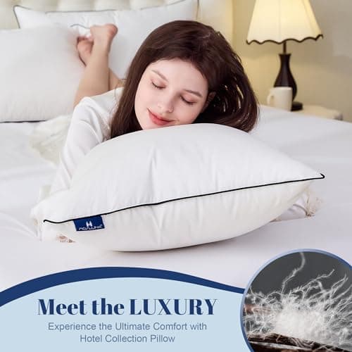 Feather Down Pillows King Size Set of 2, Luxury Hotel Collection Bed Pillow 2 Pack, Airyfil™ Powered Fillings & Feathers Pillow，Fluffy Plush for Side Sleepers, Medium Firm, 20x36 in.