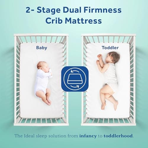 Sealy Baby OptiCool Breathable Crib Mattress, GREENGUARD GOLD Certified, Made in USA, Toddler Bed Fit, 2 Stage Cooling Memory Foam, Non Toxic, Airy Cotton Cover, Safety & Quality Tested, 52X28"