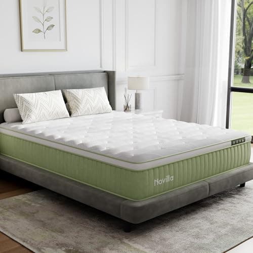 Novilla Hybrid King Mattress, 12 Inch King Size Hybrid Mattress in a Box with Individually Wrapped Coils & Euro Top for Pressure Relief & Motion Isolation & Cool Night Sleep, CertiPUR-US Certified
