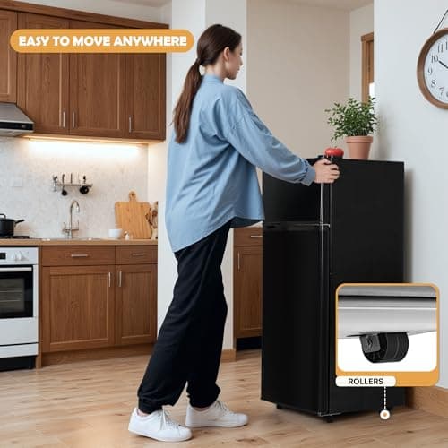 4.5 Cu.Ft Mini Fridge with Freezer, Small Refrigerator with 2 Doors for Kitchen, Dorm, Office and Bedroom, Mini Fridge with Adjustable Shelves (Black)