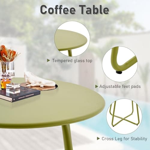 3-Piece Outdoor Wicker Patio Bistro Set, All-Weather Rattan Conversation Set with Round Side Table, Patio Furniture Set with Cushions for Deck, Balcony, Poolside, Porch and Yard, Green