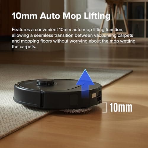 roborock Qrevo S Robot Vacuum and Mop, Self-Drying, Auto Mop Washing, 7000Pa Suction, Self-Emptying & Refilling, 10mm Auto Lifting, 200RPM Spinning Mops, Smart Obstacle Avoidance, Black