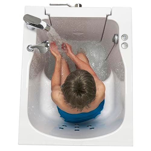 Ella Front Entry 32"x40" Acrylic Hydro Massage Walk-In Bathtub, Right Outward Swing Door, 2 Piece Fast Fill Faucet, 2" Drain