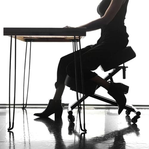 Sleekform Ergonomic Kneeling Chair - Adjustable Seat Angle and Height - Ergonomic Posture Kneeling Stool Chairs for Office and Home - Thick Comfortable Cushions, Wheels