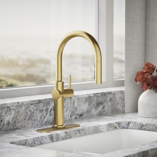 KOHLER 22972-2MB Crue Pull Down Kitchen Faucet, Pull-Down Sprayer, Vibrant Brushed Moderne Brass