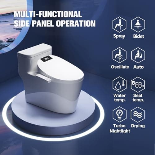 Upgrade Bidet Toilet Seat Elongated, Rear and Feminine Wash, Unlimited Warm Water, Heated Seat, Warm Air Drying, Soft Close Lid, Sense Seat, Smart Bidet Seat Elongated Requires Electricity