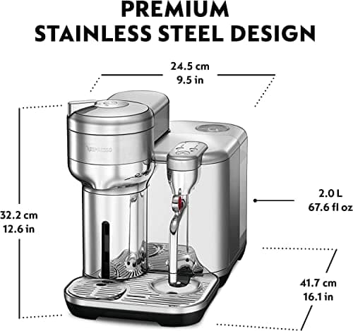 Nespresso Breville Vertuo Creatista BVE850BSS, Brushed Stainless Steel