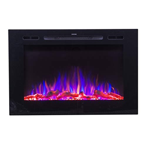 Touchstone Smart Electric Fireplace-The Forte 40" Recessed Mounted-30 Realistic Ember Color/Flame Options-1,500W Heater w/Thermostat-Black-Log & Crystal Hearth Options-Alexa/WiFi Enabled