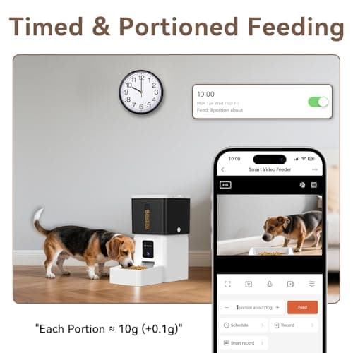 Automatic Dog Feeder with Camera: 8L/33 Cups 5G WiFi Timed Food Dispenser for Dogs - 1080P HD Night Vision Video Recording 2-Way Audio APP Control
