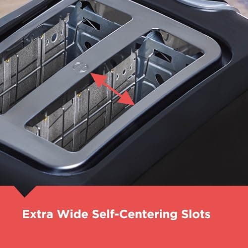 BLACK+DECKER 2-Slice Toaster, T2569B, Extra Wide Slots, 6 Shade Settings, 850 Watts, Crumb Tray, Cancel Button