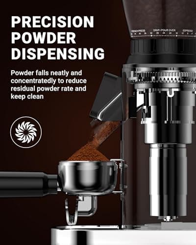 AMZCHEF Coffee Grinder, Coffee Bean Grinder for Home Use with Precise Grinding, LED Control Panel, Detachable Funnel Stand, Anti-static Design, 48 Grind Settings, silver