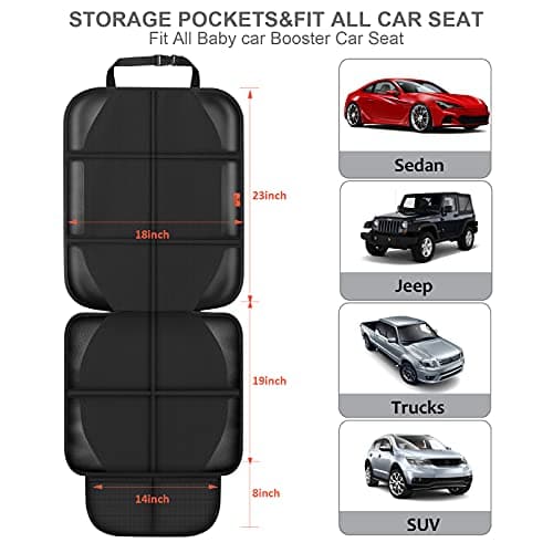 Car Seat Protector,Auto Car Seat Protectors Baby Carseat Waterproof & Durable 600D Fabric for Child Baby Car Seat Mat Vehicle Pet Cover 2 Storage Pockets (2 Pack)