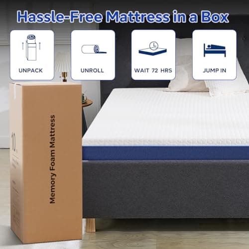 6 Inch Twin Gel Cooling Memory Foam Mattress, Pressure Relief, Medium Firm Support，Mattress in a Box, CertiPUR-US Certified