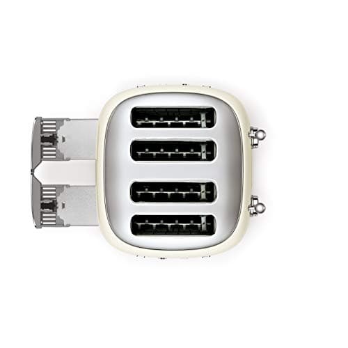 Smeg 50's Style Retro Aesthetic 4 Slice Toaster 6 Presets Extra Wide Slots Cream TSF03CRUS
