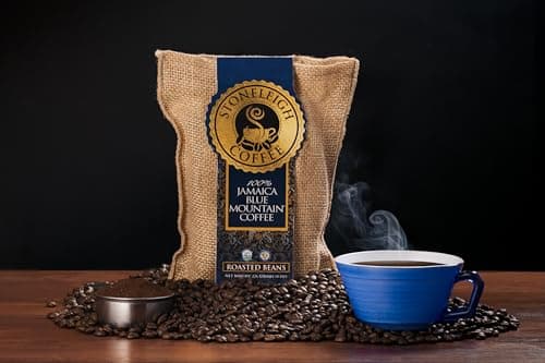 Stoneleigh Coffee – Premium 100 Grade A Jamaica Blue Mountain Coffee Roasted Beans– Genuine Jamaican Product - Traditional Jamaican Crocus (Burlap) Bag Packed Ideal for Gifting, 16oz