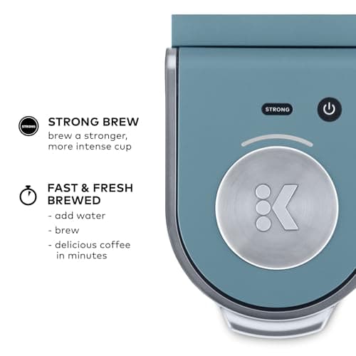 Keurig K-Mini Plus Single Serve K-Cup Pod Coffee Maker, with 6 to 12oz Brew Size, Stores up to 9 K-Cup Pods, Travel Mug Friendly, Evening Teal