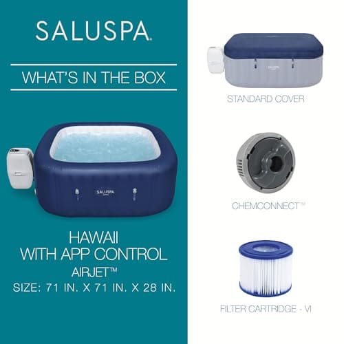 Bestway SaluSpa Hawaii 4 Person Smart AirJet Inflatable Hot Tub Spa with 140 Jets and App Control