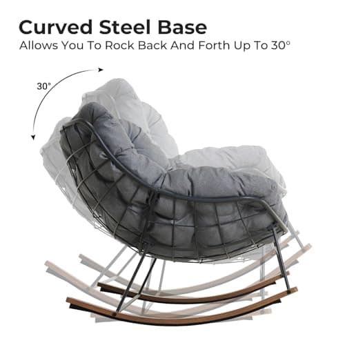 Grand patio Outdoor Rocking Chair, E-Coated Modern Cozy Lounge Rocker Chair with Cushion for Balcony Porch Patio, Gray