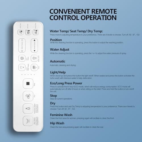 Upgrade Smart Bidet Toilet Seat Elongated, Electronic Heated Bidet with Adjustable Warm Air Dryer, Unlimited Warm Water, Night Light, Slow Closed Toilet Seat & Lid, Remote Control