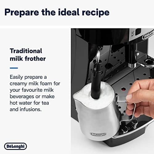 De'Longhi Magnifica S Automatic Espresso Machine with Milk Frother for Hot Coffee Drinks Recipes, Soft-Touch Control Panel, Black, ECAM22110B