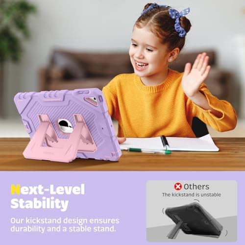 Fintie Case for iPad 9th Generation (2021) / 8th Generation (2020) / 7th Gen (2019) 10.2 Inch, Fully-Body Rugged Heavy Duty Shockproof Protective Case with Built-in Kickstand for Kids, Purple