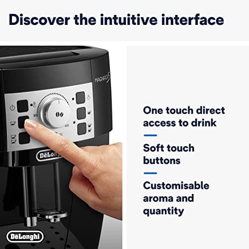 De'Longhi Magnifica S Automatic Espresso Machine with Milk Frother for Hot Coffee Drinks Recipes, Soft-Touch Control Panel, Black, ECAM22110B