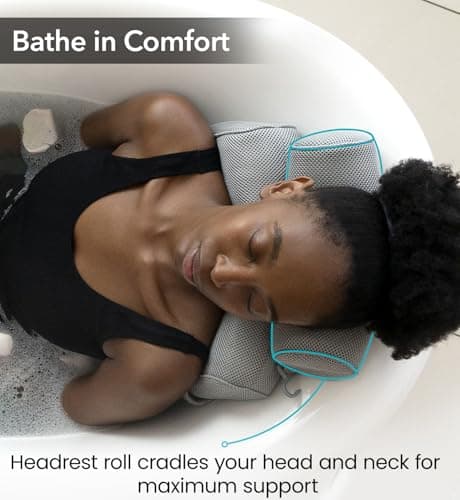 Everlasting Comfort Luxury Bath Pillow - Head, Neck, Back Soft Cushion for Bathtub, Spa & Relaxation