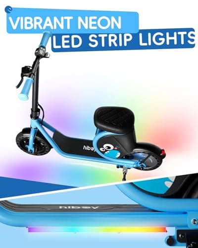 Hiboy JoyHaul Electric Scooter for Kids, Ages 4-10 – LED Neon Lights, 100W Brushless Motor, 56.16Wh Battery, Under-Seat Storage & Safety Brake