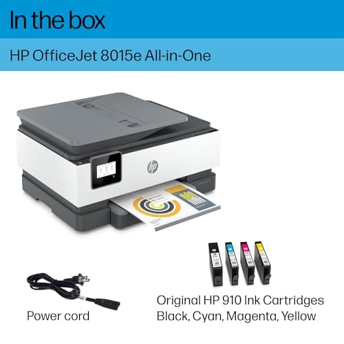 HP OfficeJet 8015e Wireless Color All-in-One Printer, 6 month Instant Ink trial included
